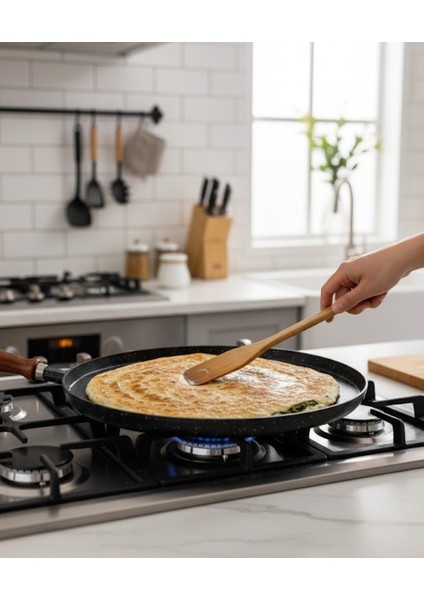 Gözleme & Pizza Tavası – Çıkarılabilir Kulplu Döküm, Yapışmaz Yüzeyli ve Kolay Temizlenebilir