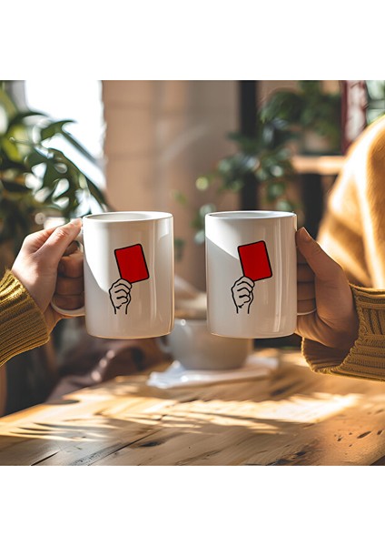 Kırmızı Kart Tasarımlı Beyaz Seramik Baskılı Kupa Bardak fiyatları