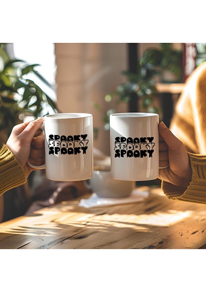 Spooky Tasarımlı Beyaz Seramik Baskılı Kupa Bardak fiyatları