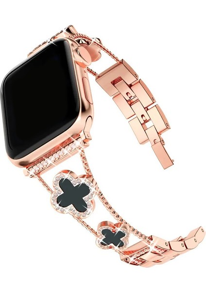 Apple Watch 11 10 9 8 7 6 Ultra Se Uyumlu 42 44 45 46 49MM Lüks Taşlı Çiçekli Metal Kordon – Şık Zarif Kadın Saat Kayışı modelleri