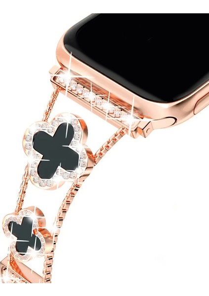 Apple Watch 11 10 9 8 7 6 Ultra Se Uyumlu 42 44 45 46 49MM Lüks Taşlı Çiçekli Metal Kordon – Şık Zarif Kadın Saat Kayışı indirimleri