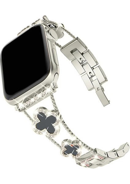 Apple Watch 11 10 42MM 9 8 7 6 Se Uyumlu 38 40 41MM Lüks Taşlı Çiçekli Metal Kordon – Şık Zarif Kadın Saat Kayışı modelleri