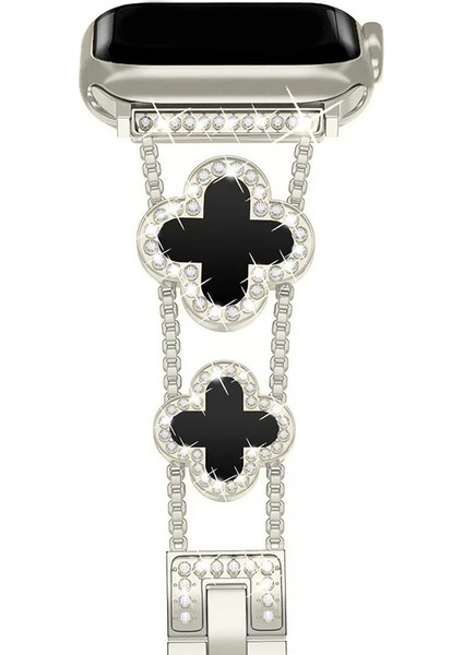 Apple Watch 11 10 42MM 9 8 7 6 Se Uyumlu 38 40 41MM Lüks Taşlı Çiçekli Metal Kordon – Şık Zarif Kadın Saat Kayışı fırsatları