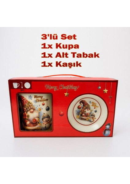 Hediyelik Seramik Yeni Yıl Temalı 3’lü Kupa ve Tabak Hediye Seti Çam Ağacı Noel Baba Yılbaşı Konseptli Kupa Mug Bardak Seti (Noel Baba Kardan Adam Mug) fırsatları