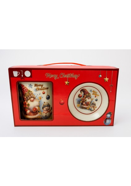 Hediyelik Seramik Yeni Yıl Temalı 3’lü Kupa ve Tabak Hediye Seti Çam Ağacı Noel Baba Yılbaşı Konseptli Kupa Mug Bardak Seti (Noel Baba Kardan Adam Mug) indirimleri