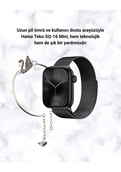 SQ-16 Mini Series 10 Akıllı Saat | Şık ve Hafif Tasarım, 3 Kordon Seçeneği fırsatları