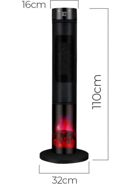 Alev Efektli Kule Tipi Fanlı Seramik Isıtıcı Uzaktan Kumandalı Şömine Efektli Ptc Isıtıcı fırsatları