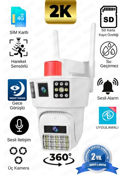 3 Kameralı 4g Sim Kart ile ve 12 Volt Adaptör ile Çalışan 9mp Telefona Kurulan Güvenlik Kamerası