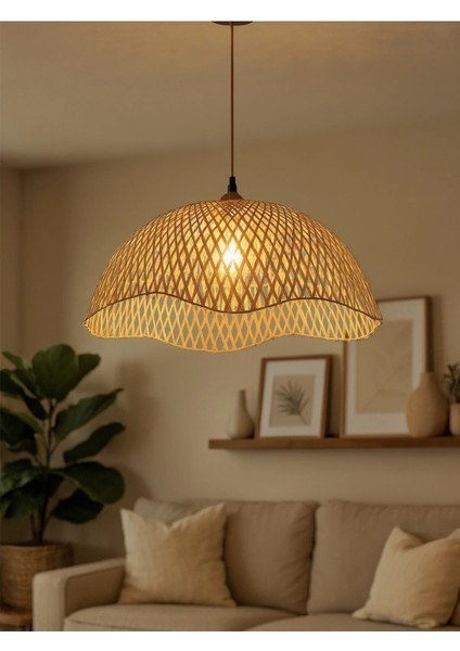 Capello Dalga Formlu El Yapımı Bambu Sarkıt Avize – Doğal Renk (E27) modelleri