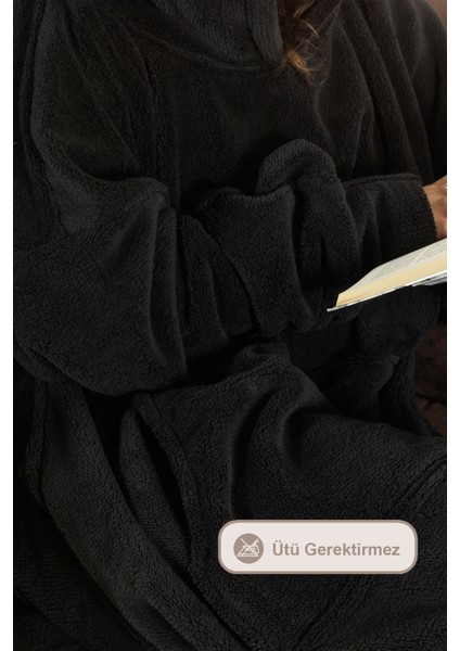 Enjoy Tv Battaniyesi Wellsoft Kapüşonlu Giyilebilir Unisex Over Size (80X110 Cm) Siyah fırsatları