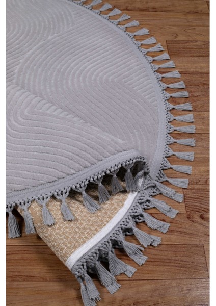 Rölyef Joy Daire Vizon Kaymaz Taban Kesme Halı Pon Pon Saçak fırsatları