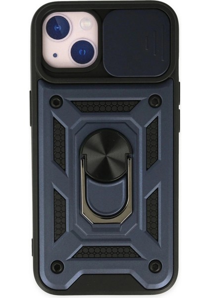 iPhone 14 Kılıf Pars Lens Yüzüklü Silikon - Lacivert