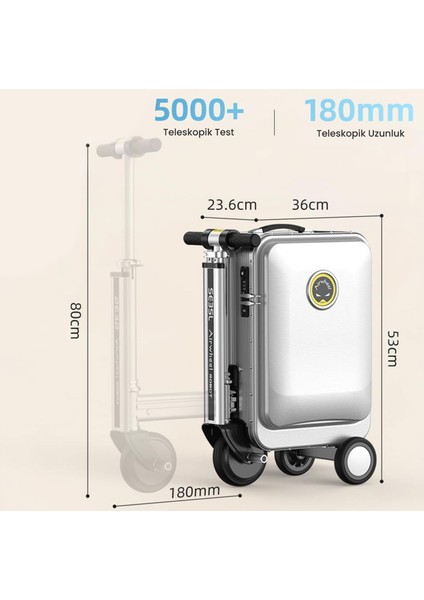 SE3SL Elektrikli Binilebilir Scooter Valiz - Gri fiyatları