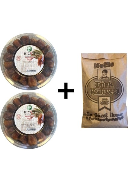 HİCAZİ Sukkari Taze-Yaş Hurma 2'li (500grx2)(1kg)+Taze Çekilmiş Türk Kahvesi(100gr) fırsatları