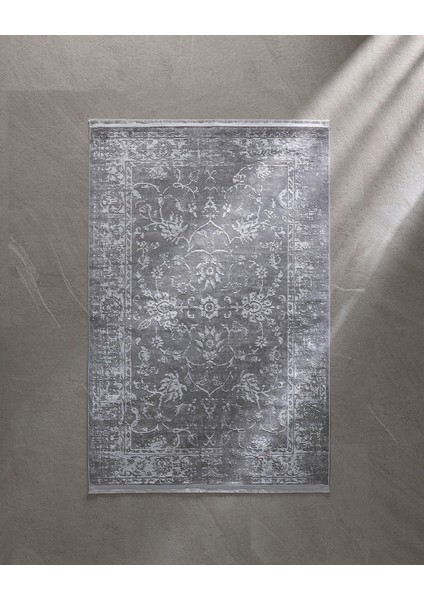Aubane Iplik Boyalı Kadife Halı - Koyu Gri - 120X180 cm