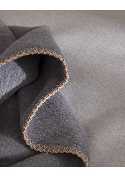 Lorven Çift Kişilik Jakarlı Pamuklu Battaniye - Gri/bej