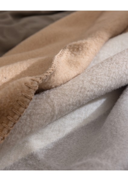 Lorven Çift Kişilik Jakarlı Pamuklu Battaniye - Gri/bej