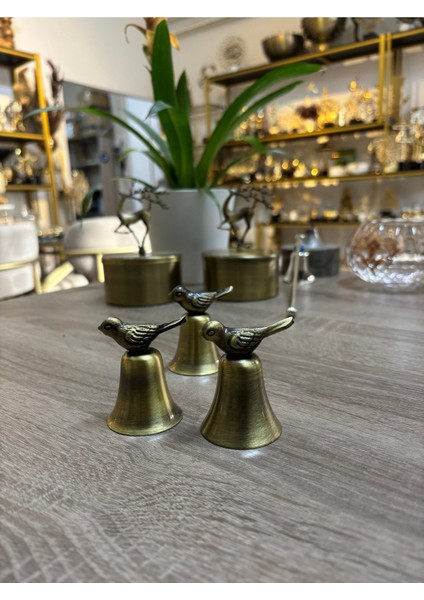 Minik Serçeli Çan Mum Söndürücü-Antik Bronz