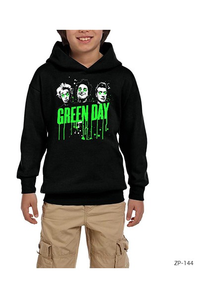 Green Day Group Siyah Çocuk Kapşonlu Sweatshirt