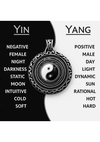 Paslanmaz Çelik Denge Tai Chi Ying Yang Kolye