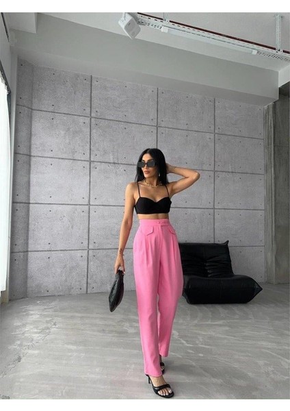 Pantolon Kapalı Cep 3 Düğme Detaylı - Pembe fırsatları