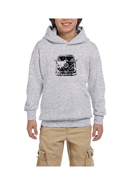 Volkswagen Van Bw Gri Çocuk Kapşonlu Sweatshirt