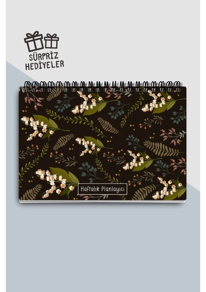 Haftalık Planlayıcı A5 Defter, Esnek Ince Karton Kapaklı, 1 Yıllık Planlayıcı, Ters Çiçekli fiyatları