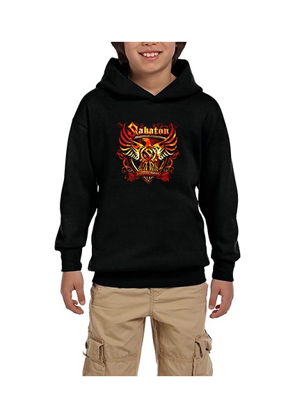 Sabaton Coat Of Arms Siyah Çocuk Kapşonlu Sweatshirt