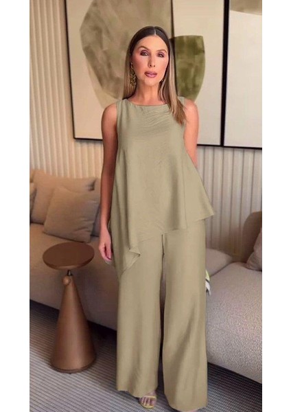 Asimetrik Bluz - Pantolon Ikili Takım modelleri