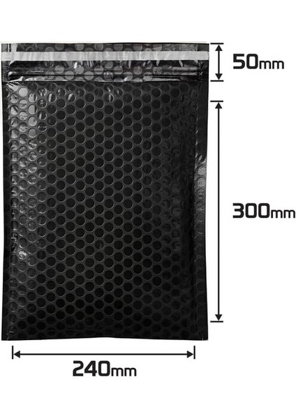 Balonlu Siyah Bantlı Kargo Poşeti 24X30+5 (120GR) - 25 Adet