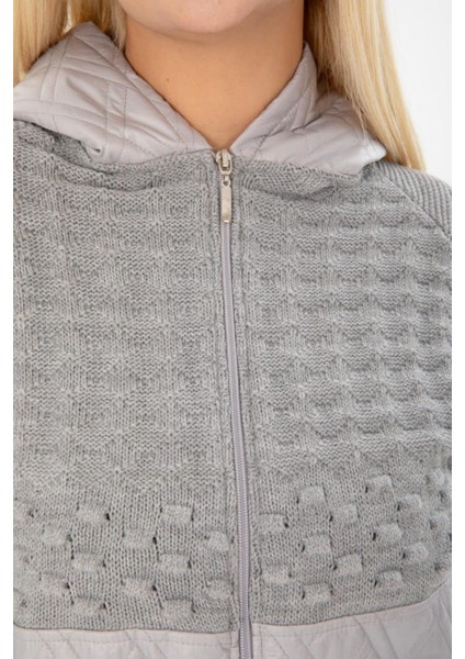 Kadın Büyük Beden Kapüşonlu Cepli Taş Detay Kapitoneli Triko Hırka indirimleri