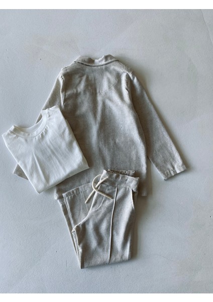 Genç Erkek %100 Keten Kumaş Takım Elbise, 3'lü Takım_RG3361