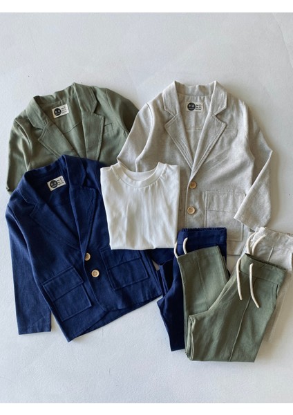 Genç Erkek %100 Keten Kumaş Takım Elbise, 3'lü Takım_RG3361 fırsatları