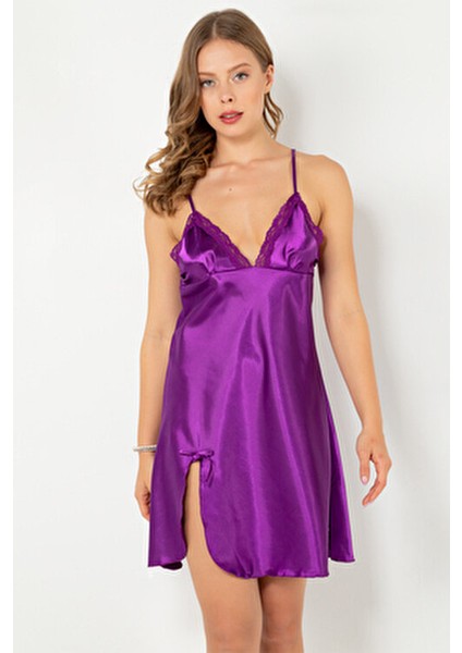 Dantelli Yırtmaçlı Saten Gecelik Kadınlar İçin Zarif Tasarım ve Rahat Kesim fiyatları