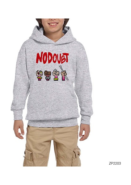 No Doubt Cartoon Gri Çocuk Kapşonlu Sweatshirt
