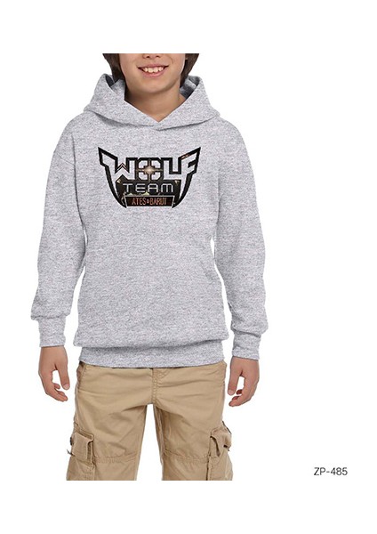 Wolfteam Ateş Barut Gri Çocuk Kapşonlu Sweatshirt