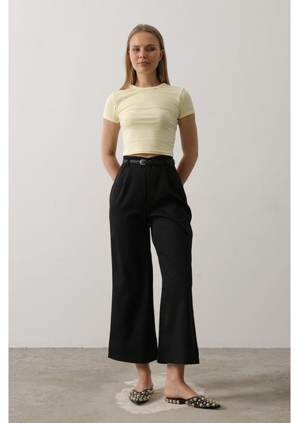 Kemer Pens Detaylı Pantolon - Siyah