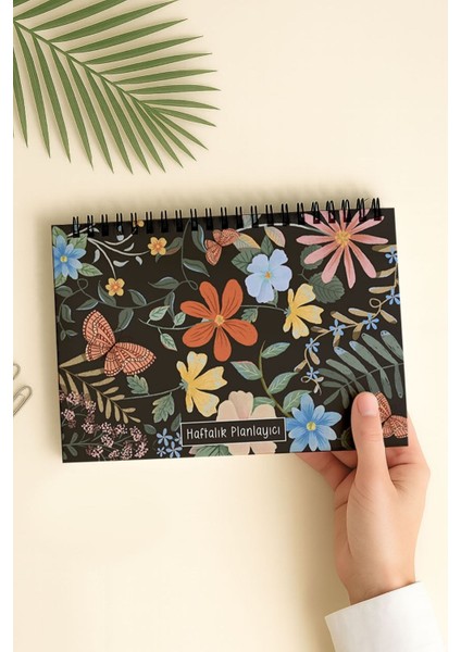 Haftalık Planlayıcı A5 Defter, Esnek Ince Karton Kapaklı, 1 Yıllık Planlayıcı, Kelebekli