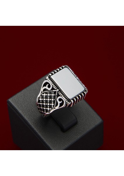 715 Siyah Zirkon Gümüş Yüzük modelleri