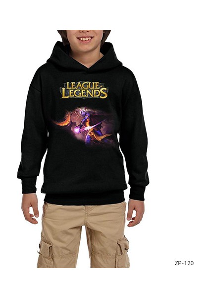 Lol Soraka Siyah Çocuk Kapşonlu Sweatshirt