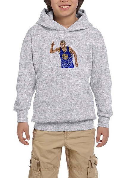 Stephen C. 30 Warriors Gri Çocuk Kapşonlu Sweatshirt
