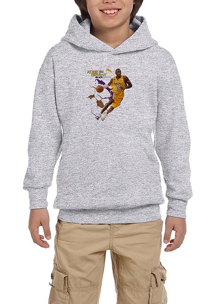 Kobe B. 24 Yellow Mamba Gri Çocuk Kapşonlu Sweatshirt