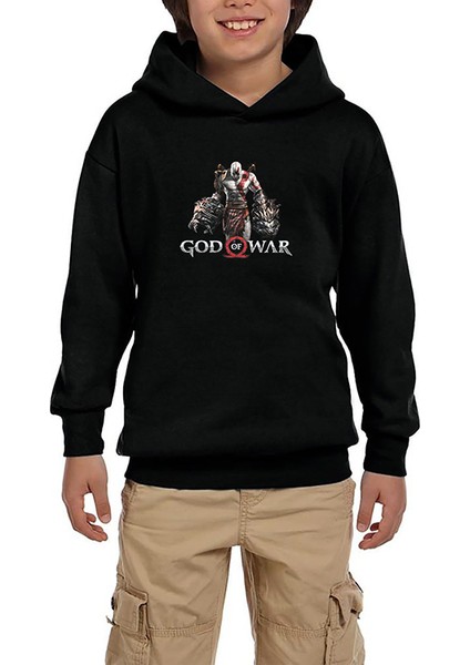 God Of War Kratos Lion Siyah Çocuk Kapşonlu Sweatshirt