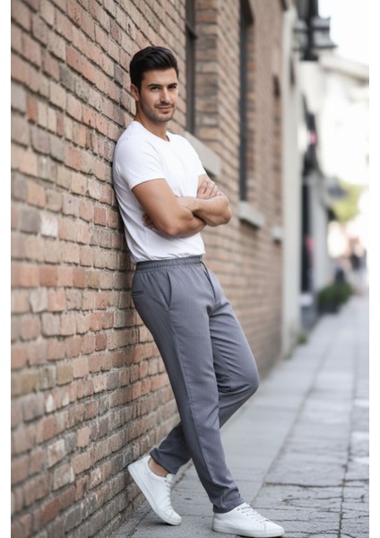 Erkek Bel Lastikli Düz Paça Jogger Füme Pantolon indirimleri