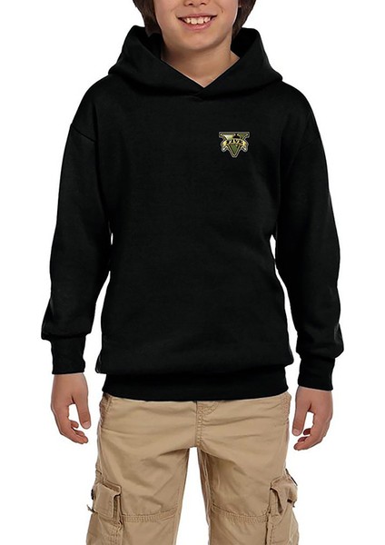Gta Five Green Logo Siyah Çocuk Kapşonlu Sweatshirt