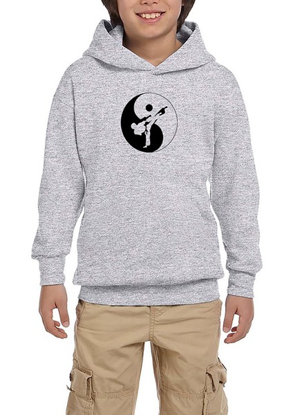 Karate Symmetry Martial Arts Gri Çocuk Kapşonlu Sweatshirt