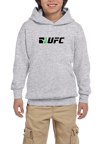 Ufc Green Kick Gri Çocuk Kapşonlu Sweatshirt