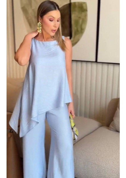 Asimetrik Bluz - Pantolon Ikili Takım