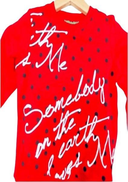 Kız Çocuk İkili Takım – Baskılı Kırmızı Siyah Sweatshirt ve Esnek Tayt | %100 Pamuk Şardonlu Kumaş