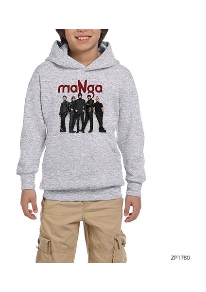 Manga Group Gri Çocuk Kapşonlu Sweatshirt
